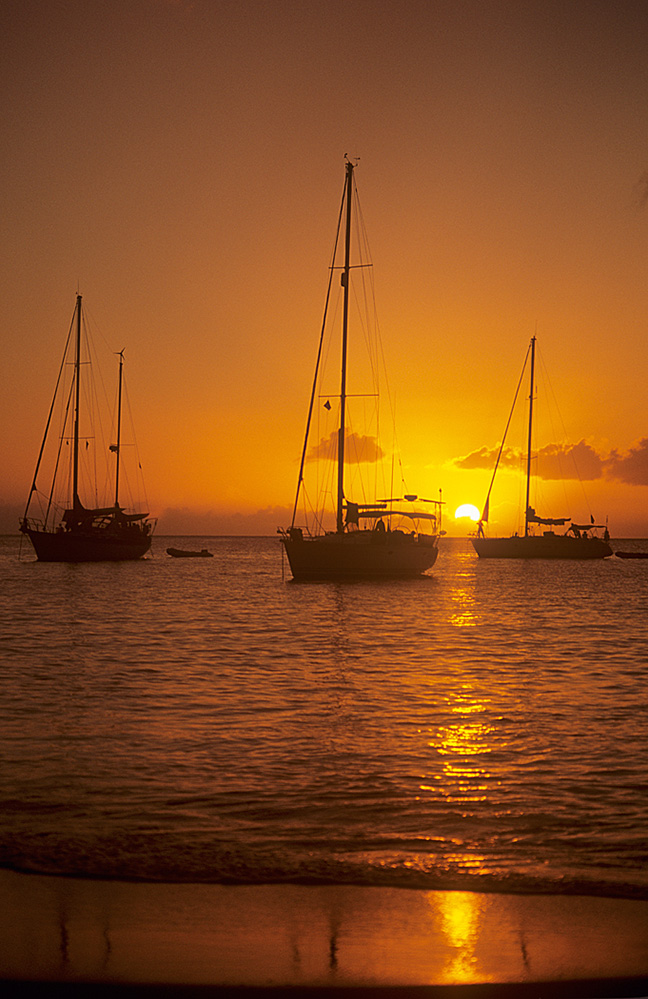 St Lucia Yachts in Sunset